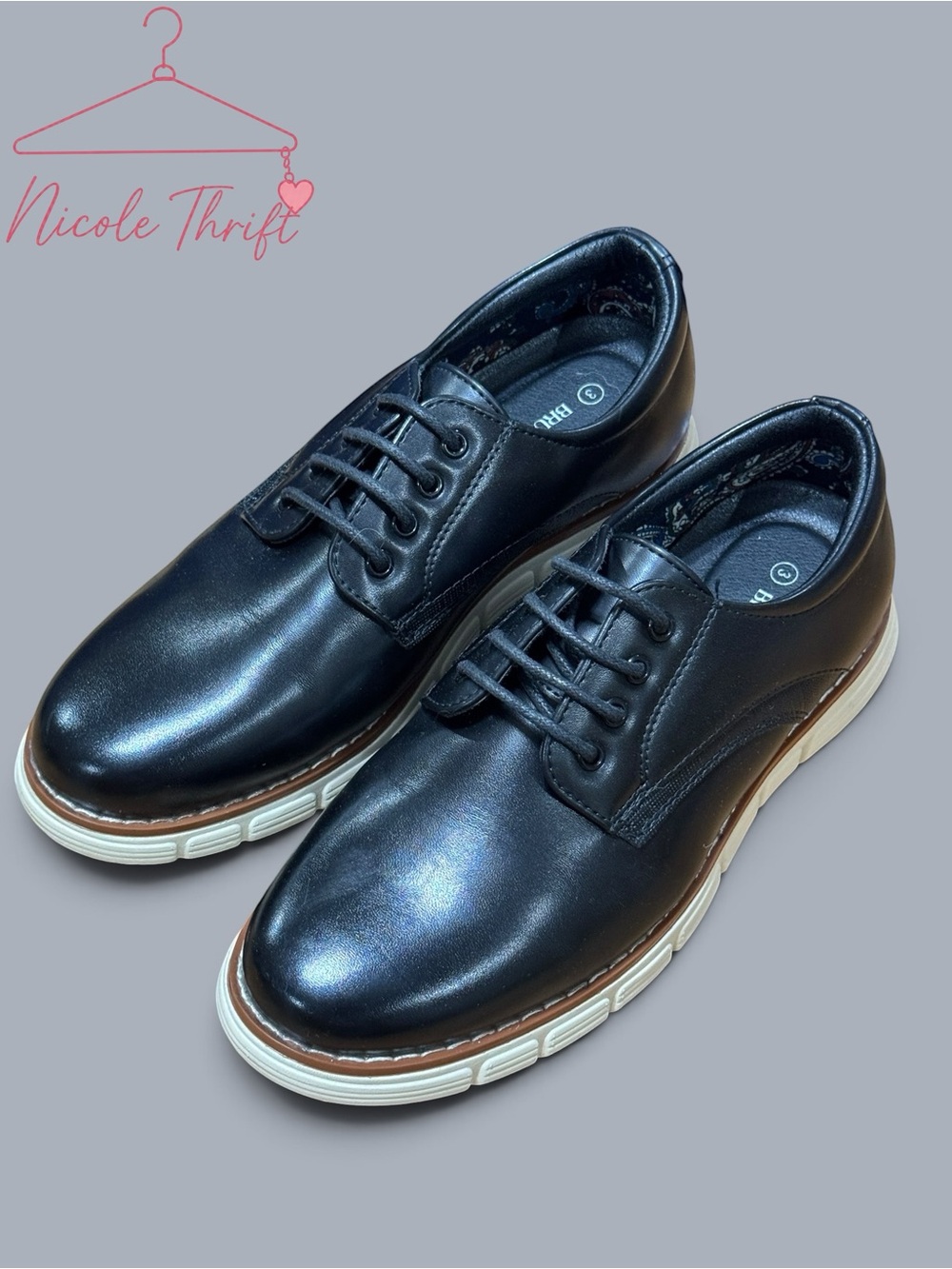 Bruno Marc Boys Black Oxford Dress Sneakers Shoes Size 3